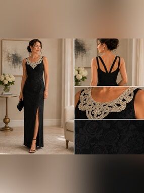 Vintage Gunne Sax by Jessica McClintock NWT Black Beaded Evening Gown